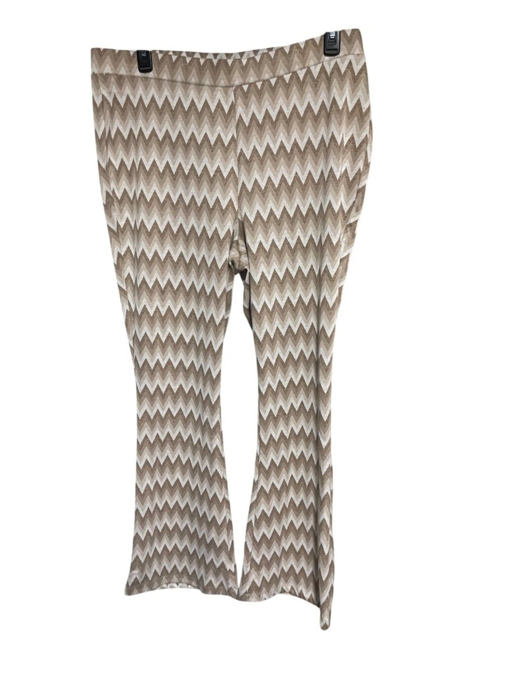 Vanilla Star Pull On Flare Pants Womens 2X Beige Chevron Pattern Boho HIppie